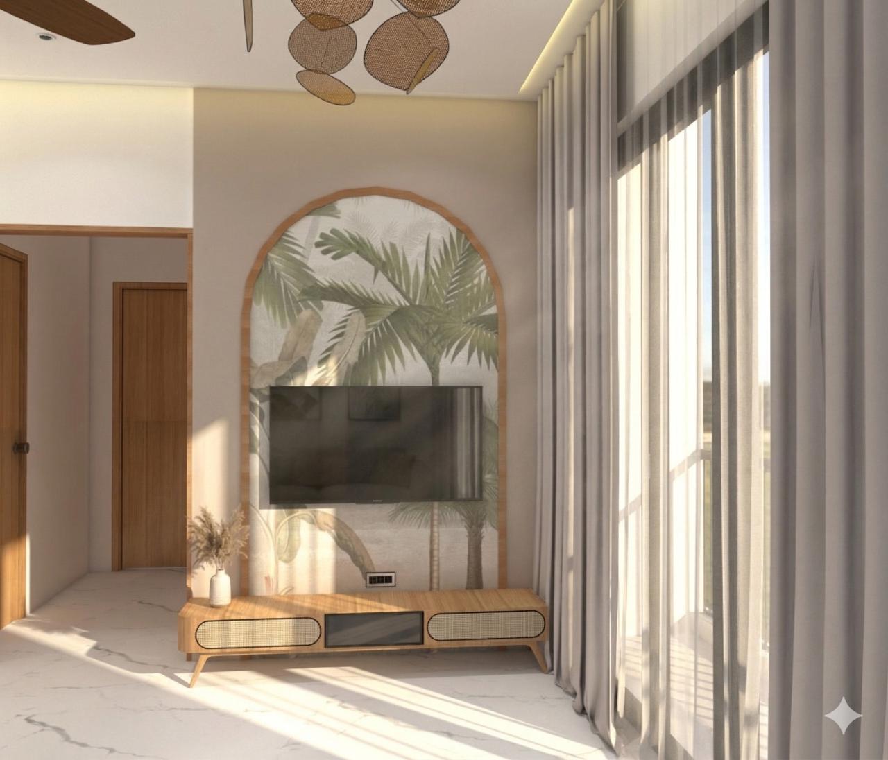 Modern cozy workspace study room interior